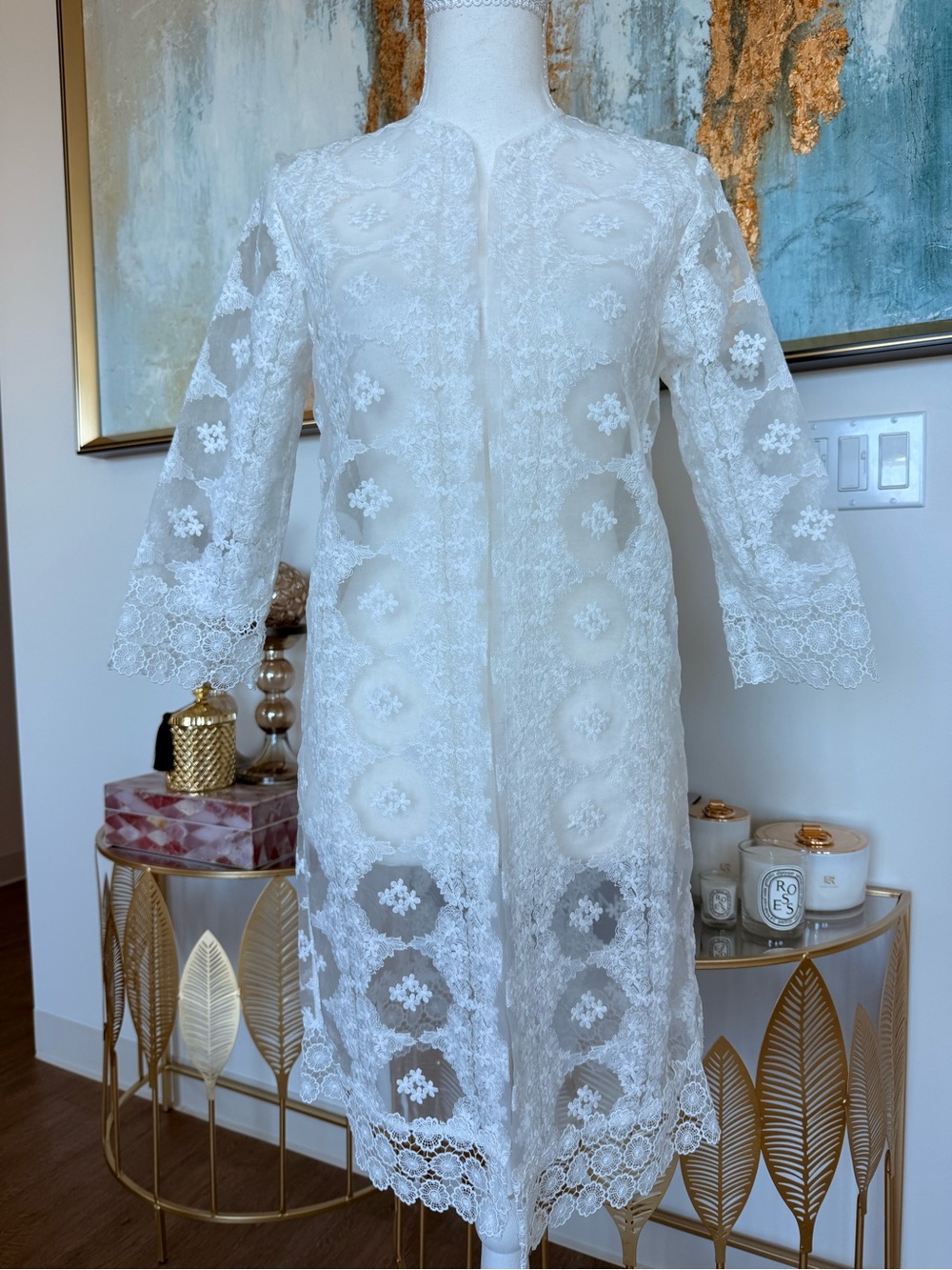 Sandro White Sheer Lace Overlay
